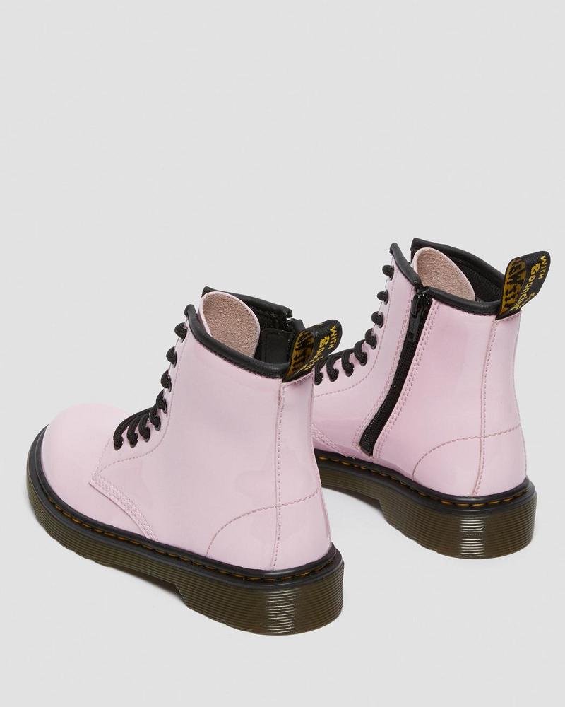 Kids' Dr Martens Junior 1460 Patent Leather Lace Up Boots Pink | AU 684TCE